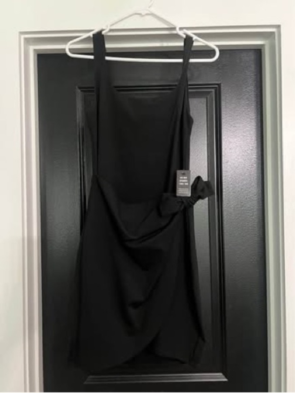 Black Sleeveless Draped Mini Dress - Brand